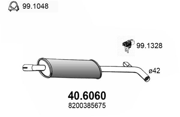 Obrázok Stredný tlmič výfuku ASSO  406060