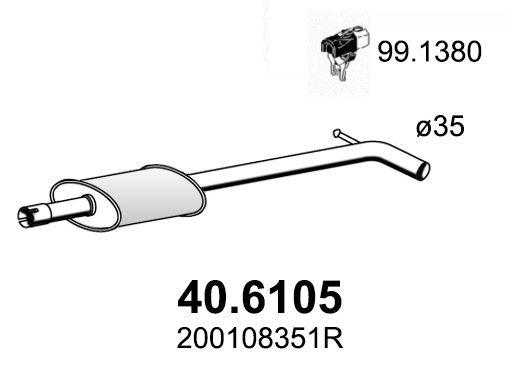Obrázok Stredný tlmič výfuku ASSO  406105