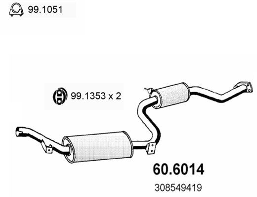 Obrázok Stredný tlmič výfuku ASSO  606014
