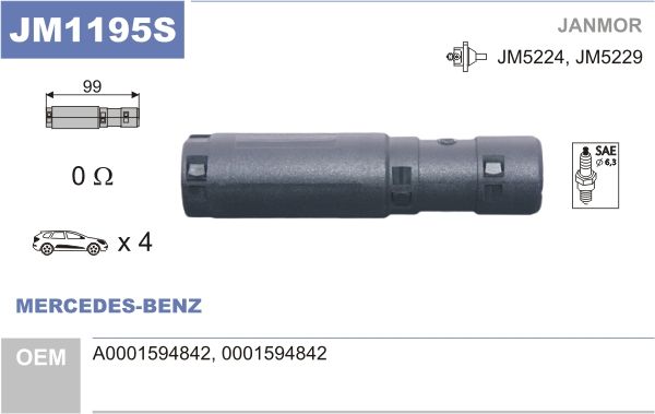 Obrázok Pripájací konektor zapaľovacej cievky JANMOR  JM1195S