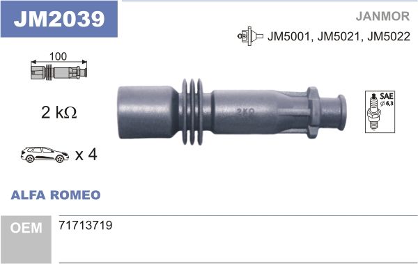 Obrázok Pripájací konektor zapaľovacej cievky JANMOR  JM2039