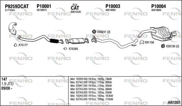 Obrázok Výfukový systém FENNO  AR1001