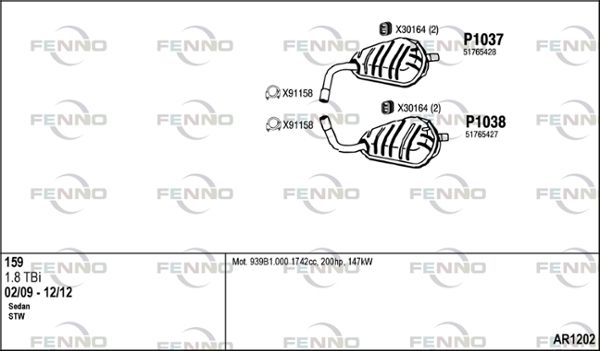 Obrázok Výfukový systém FENNO  AR1202