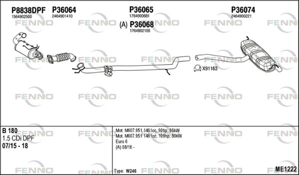 Obrázok Výfukový systém FENNO  ME1222