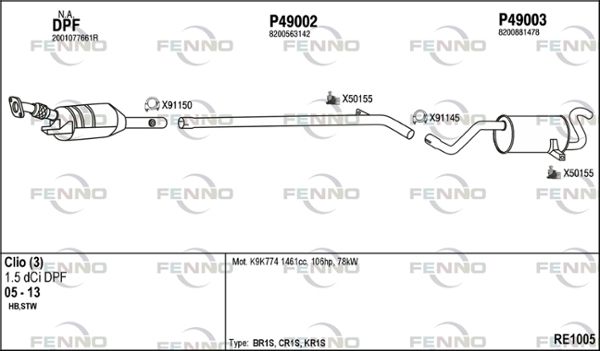 Obrázok Výfukový systém FENNO  RE1005