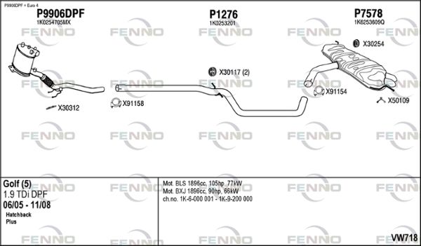 Obrázok Výfukový systém FENNO  VW718