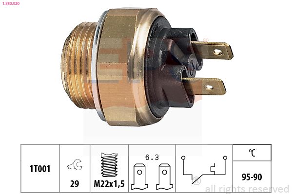 Obrázok Teplotný spínač ventilátora chladenia EPS Made in Italy - OE Equivalent 1850020