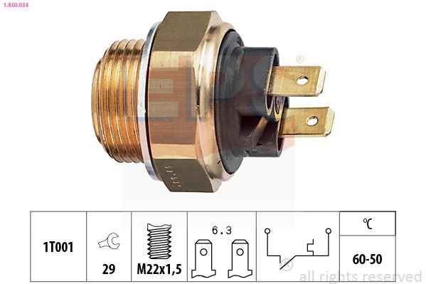 Obrázok Teplotný spínač ventilátora chladenia EPS Made in Italy - OE Equivalent 1850034