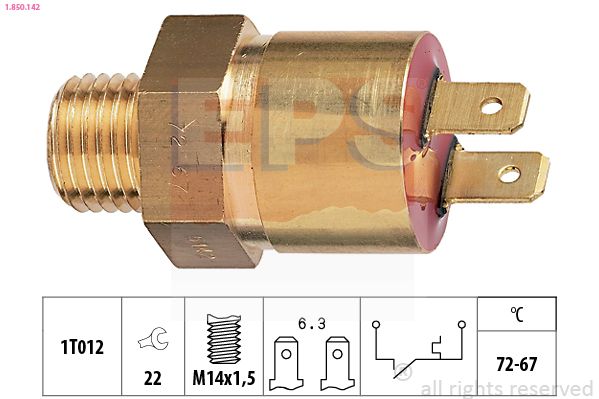 Obrázok Teplotný spínač ventilátora chladenia EPS Made in Italy - OE Equivalent 1850142